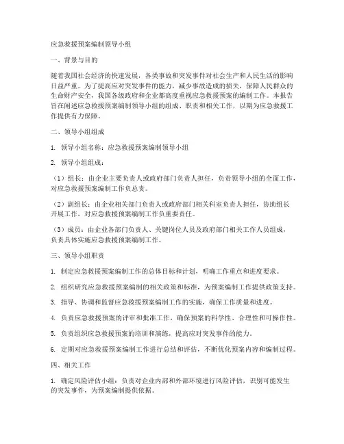 应急救援预案编制领导小组