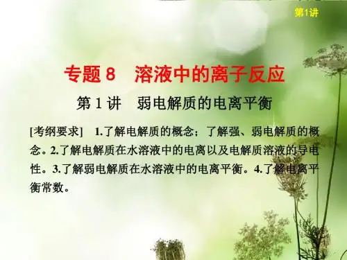 高三化学一轮总复习 (基础再现 深度思考 规律方法 解题指导)弱电解质的电离平衡课件 苏教版