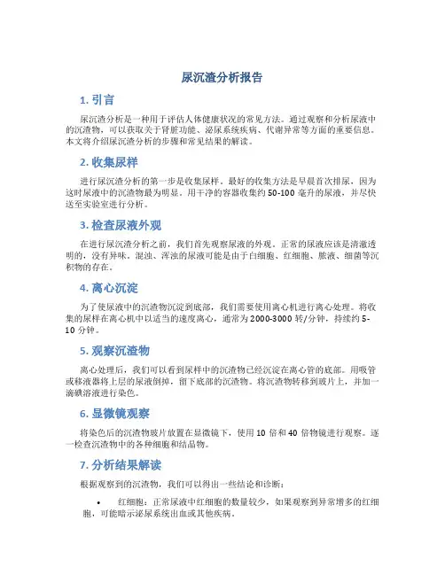 尿沉渣分析报告