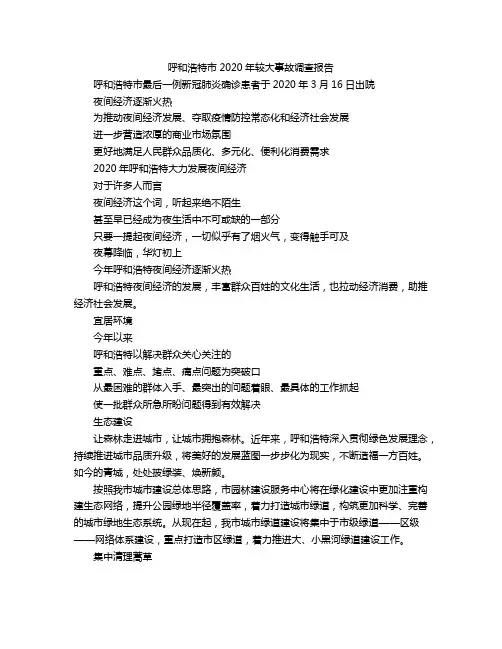 呼和浩特市2020年较大事故调查报告