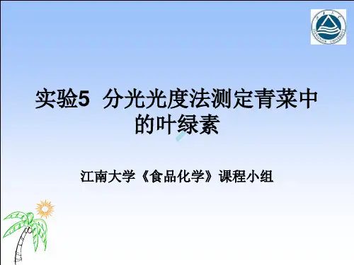 实验5分光光度法测定青菜中的叶绿素