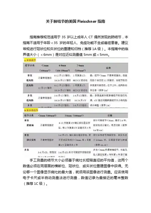 关于肺结节的美国Fleischner指南