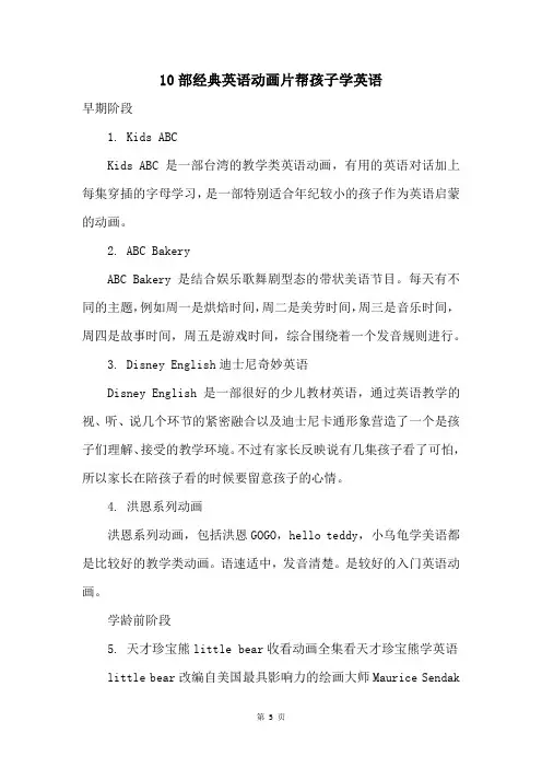 10部经典英语动画片帮孩子学英语
