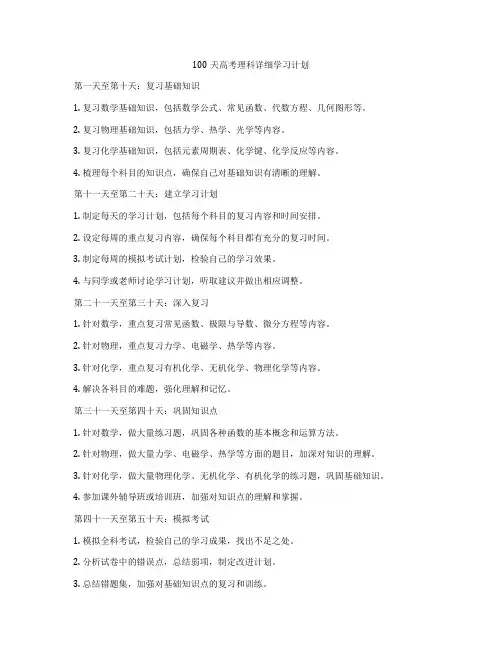 100天高考理科详细学习计划