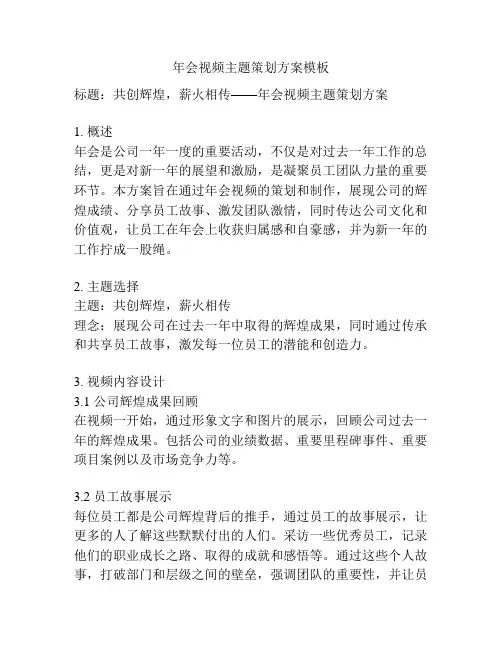 年会视频主题策划方案模板