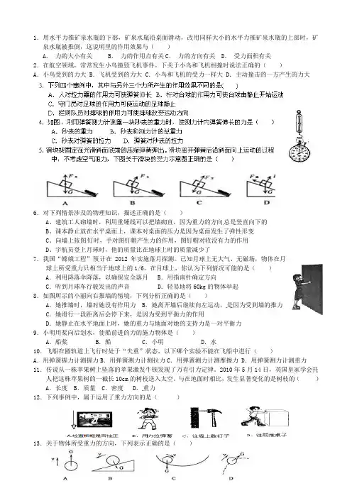广东省深圳市文汇中学八年级物理下册 7.1 力第2周周末作业(无答案)(新版)新人教版