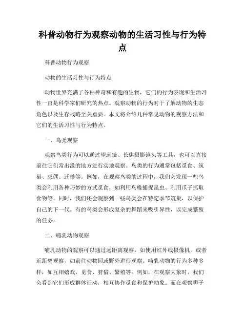 科普动物行为观察动物的生活习性与行为特点
