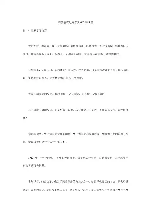 有梦就有远方作文600字3篇