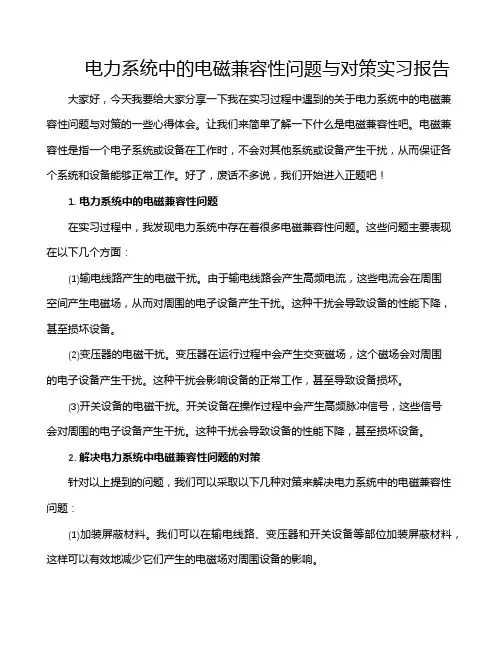 电力系统中的电磁兼容性问题与对策实习报告