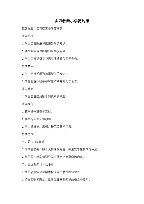 实习教案小学简约版