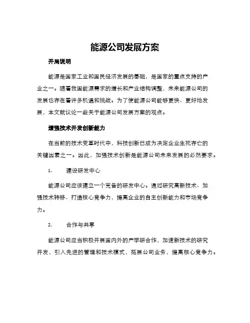 能源公司发展方案