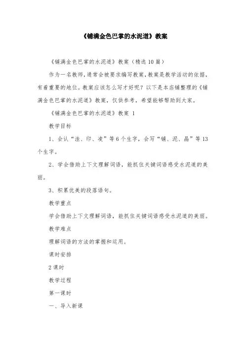 《铺满金色巴掌的水泥道》教案