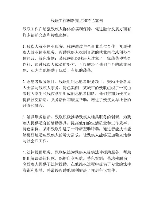 残联工作创新亮点和特色案例