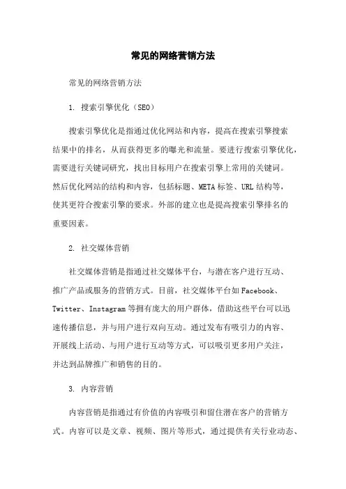 常见的网络营销方法