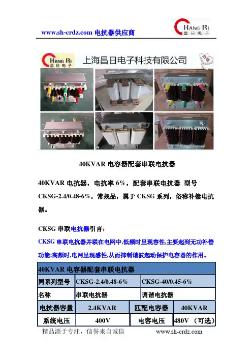 40KVAR电容器配套串联电抗器 CKSG串联电抗器