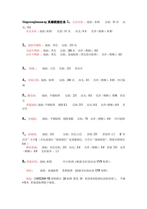 [宝典]英雄联盟材质参数大全