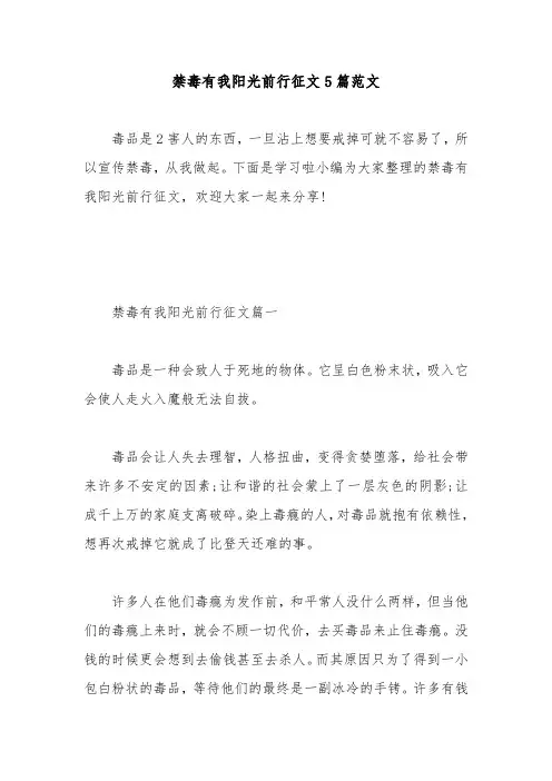 禁毒有我阳光前行征文5篇范文