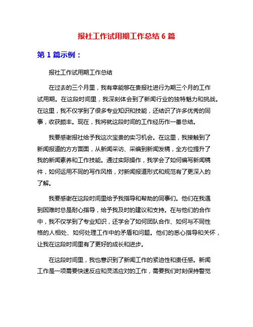 报社工作试用期工作总结6篇