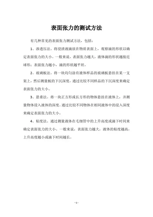 表面张力的测试方法