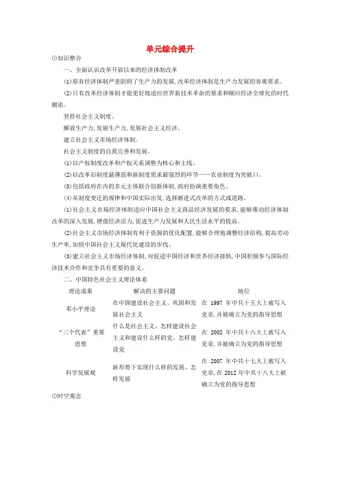 新教材高中历史第十单元改革开放和社会主义现代化建设新时期单元综合提升必修中外历史纲要上