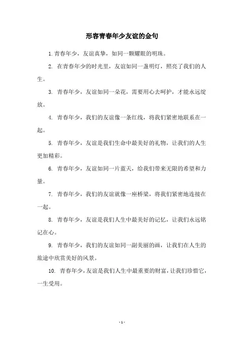 形容青春年少友谊的金句