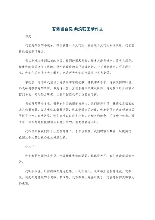 吾辈当自强 共筑强国梦作文