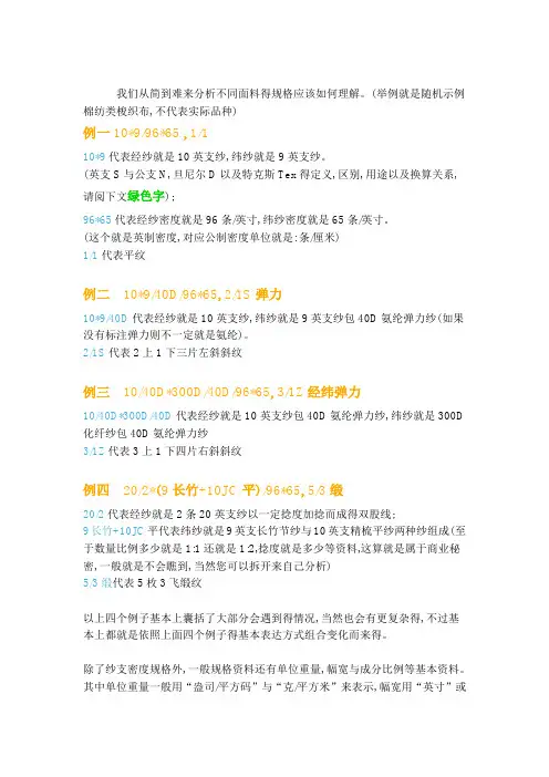 如何解读面料规格