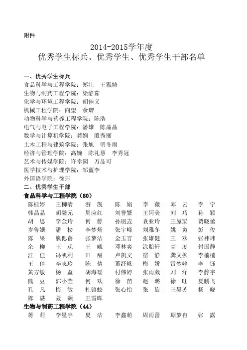 优秀学生学生干部学生标兵