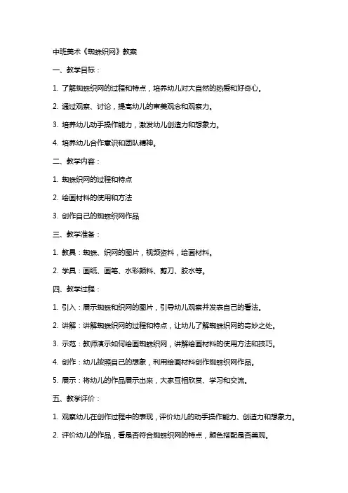 中班美术《蜘蛛织网》教案