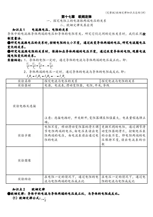 (完整版)欧姆定律知识点总结(详)
