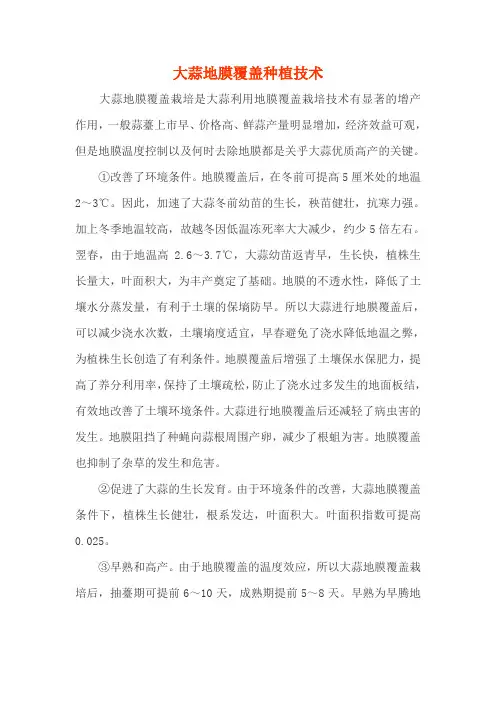 大蒜地膜覆盖种植技术