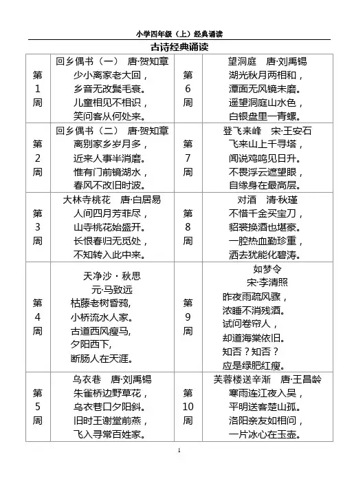 小学国学经典诵读4下
