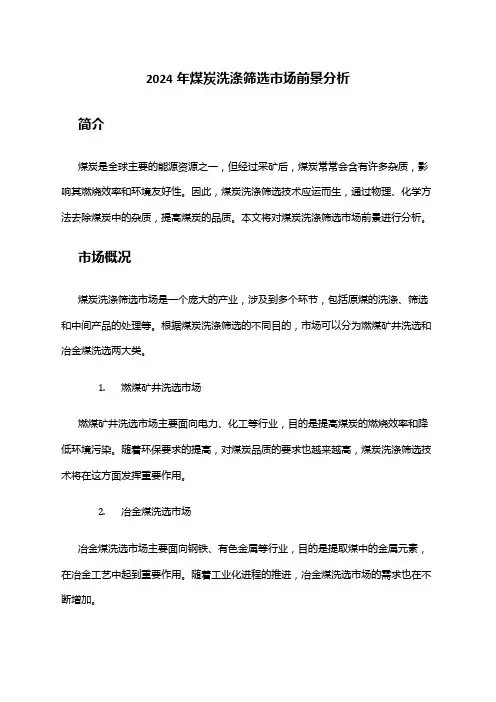 2024年煤炭洗涤筛选市场前景分析