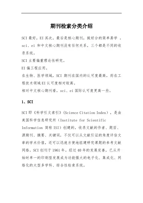 期刊检索分类介绍