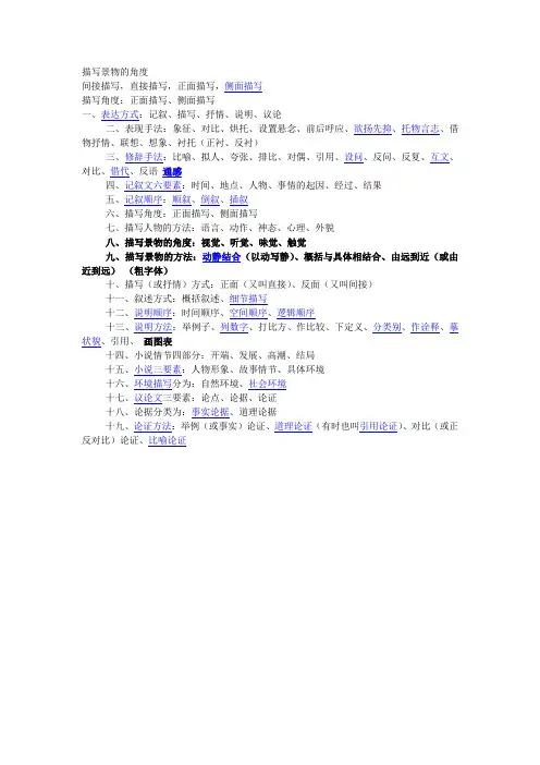 高考：描写景物答题技巧