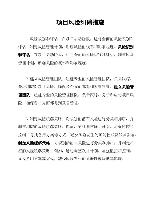 项目风险纠偏措施
