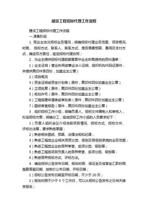 建设工程招标代理工作流程