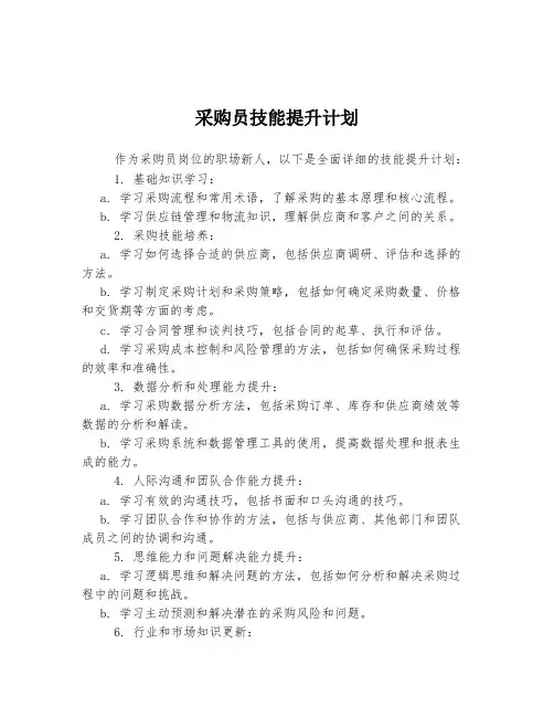 采购员技能提升计划