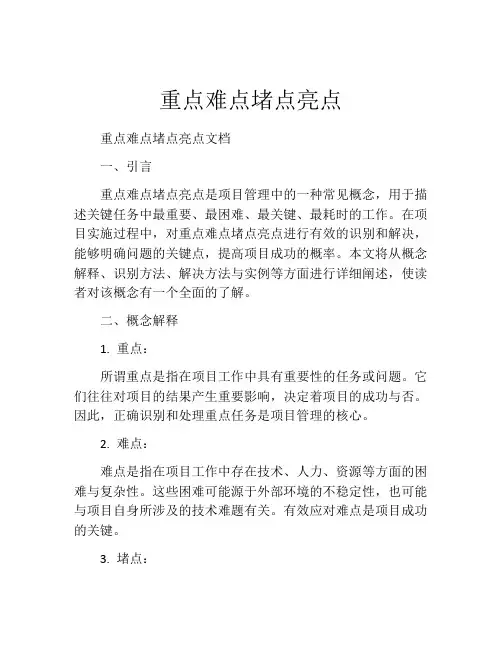 重点难点堵点亮点