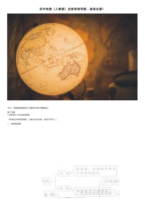初中地理（人教版）全册思维导图，超级全面！
