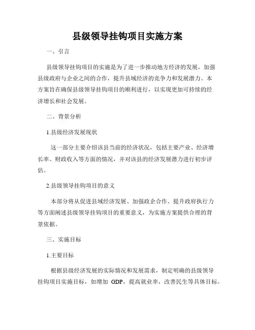 县级领导挂钩项目实施方案