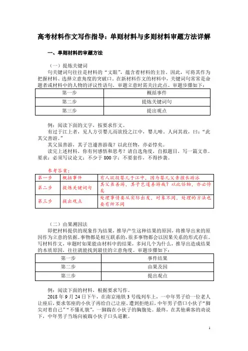 高考材料作文写作指导：单则材料与多则材料审题方法详解