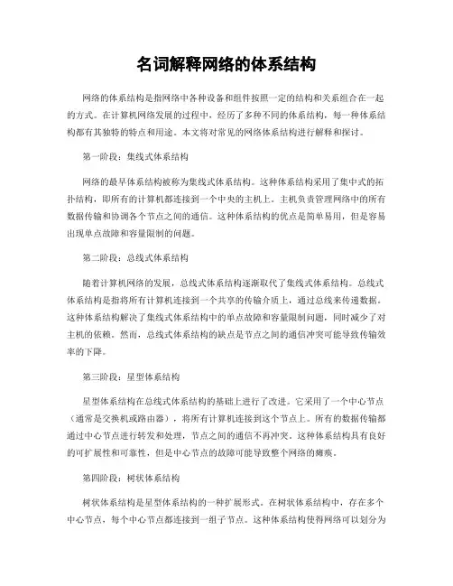 名词解释网络的体系结构