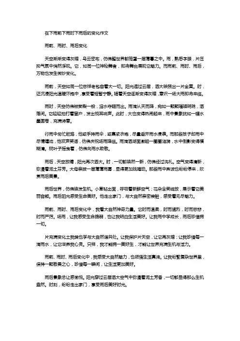 在下雨前下雨时下雨后的变化作文
