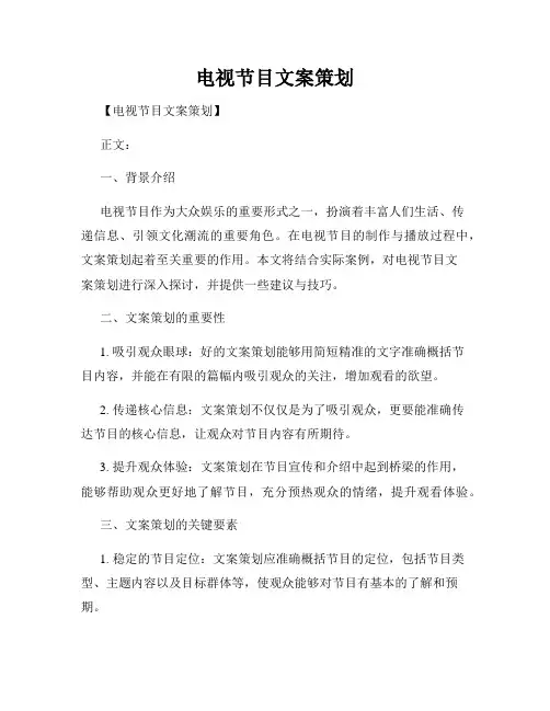 电视节目文案策划
