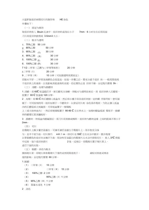 大鼠肝脏组织病理切片的制作和HE染色