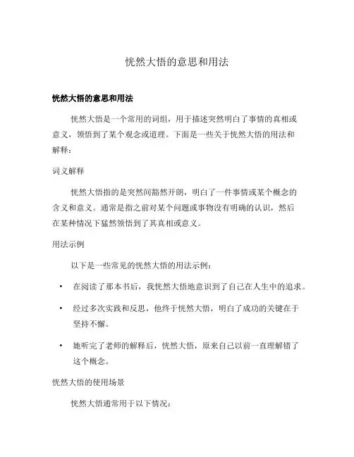 恍然大悟的意思和用法
