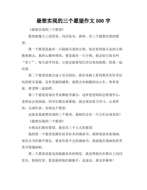 最想实现的三个愿望作文500字
