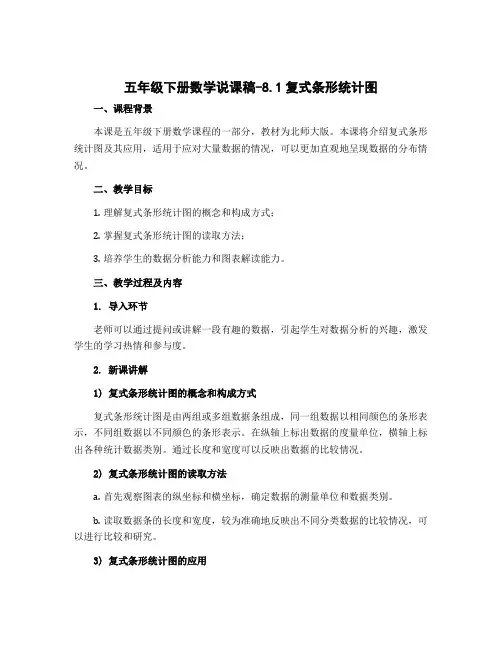 五年级下册数学说课稿-8.1复式条形统计图｜北师大版