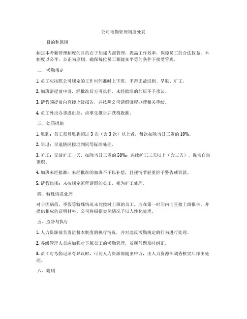 公司考勤管理制度处罚